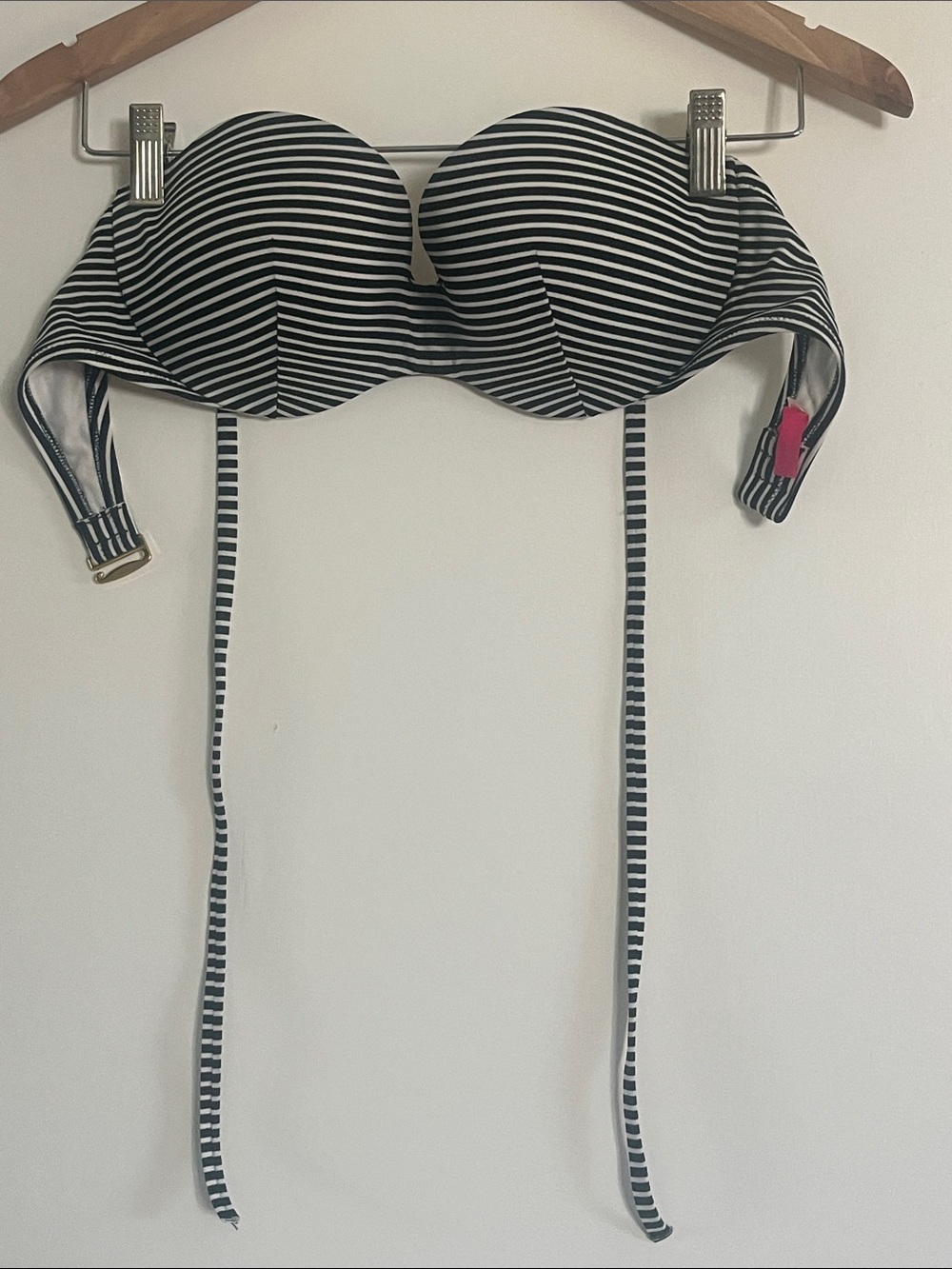 Victoria's Secret Black and White Striped Strapless Bikini Top